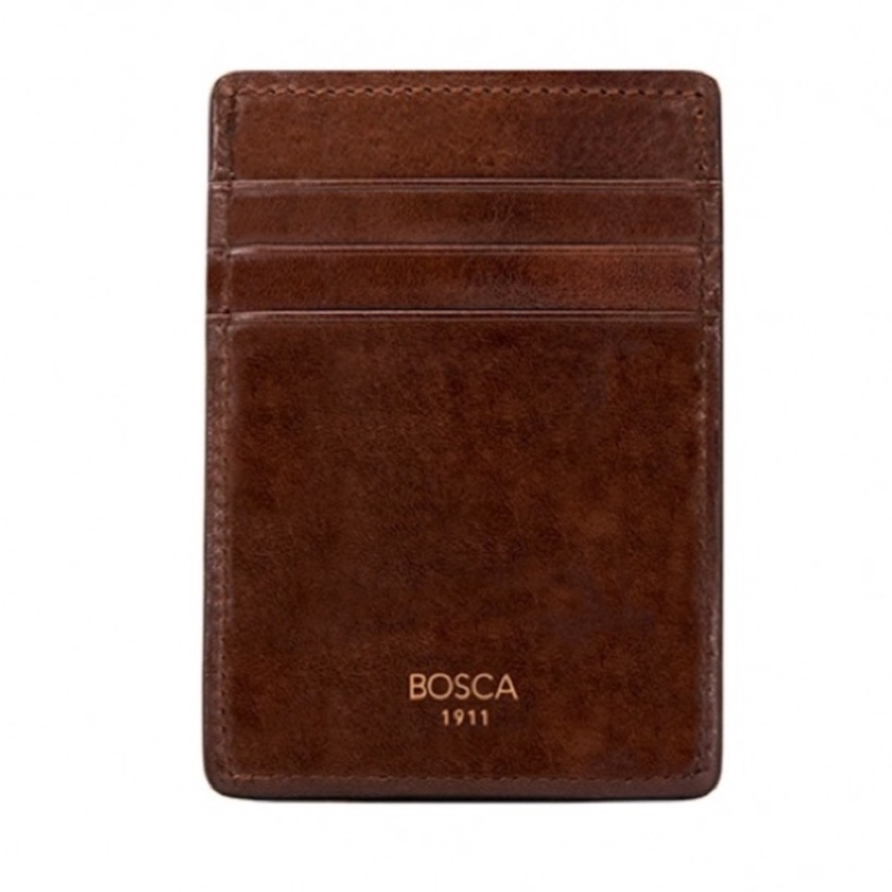 Bosca deluxe front pocket wallet dark brown NEW Bosca leather wallet 3-1